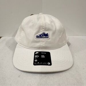 Nike Club Cap in White with Black Label